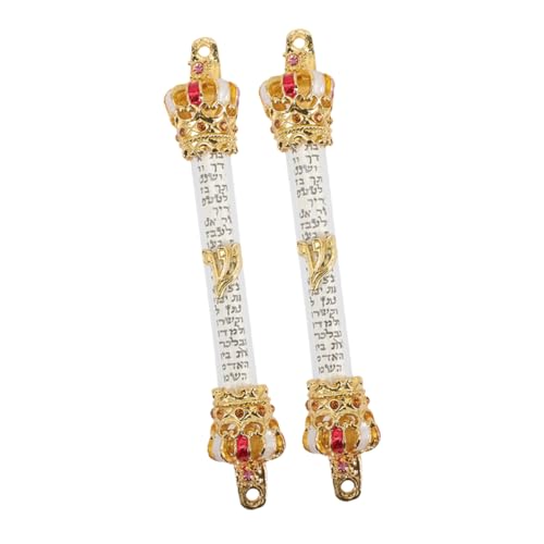 RORPOIR 2pcs Metal Mezuzah with Scroll Elegant Jewish Blessing Decor for Housewarming Religious Occasions Crown Design for Spiritual Comfort and Cultural Elegance