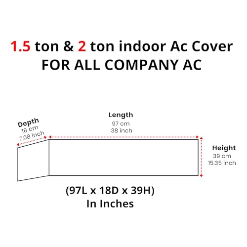 Image of Combo Cotton Net Split AC Cover Indoor Unit for 1.5Ton Capacity AC, Premium Work Indoor AC Dust Protection Cover Designer Summer Ac Cover for 1.5Ton Ac (38 X 15.35 X 7.8 inch, Brown & Grey)