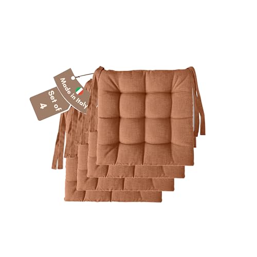 Il Tuo Artigiano Design Set mit 4 oder 6 Sitzkissen für Küchenstühle, hergestellt in Italien, Set mit 6 Stück, 40 x 40 cm, Dicke 6 cm – Polsterungen aus Schwamm und weichem Acryl (4, Terrakotta)