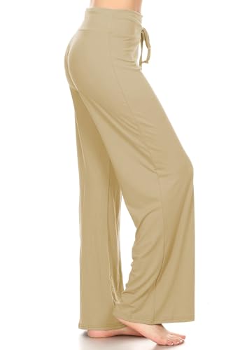 Image of Leggings Depot Women's Wide Leg Drawstring Pajama Pants for Lounge, Sleep | Soft, Breathable Poly-Span, Drawstring Waist, Comfy, Casual, Yoga, Everyday
