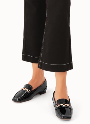 Image of Oh Mispares Womens Loafers Square Toe Low Heel Penny Loafers Fashion Comfortable Slip on Flats Casual Dressy Shoes for Women Work Office Patent Leather