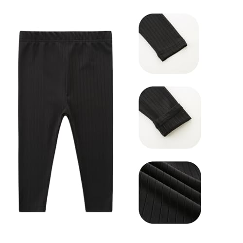 3 Pack Baby Girl Pants Set Solid Ribbed Toddler Girls Leggings for Infant Stretchy Fall Clothes4