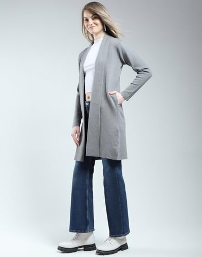 Image of Monte Carlo Womens Regular Fit Full Sleeve Front Open Solid Winter Cardigan (Pack of 1)