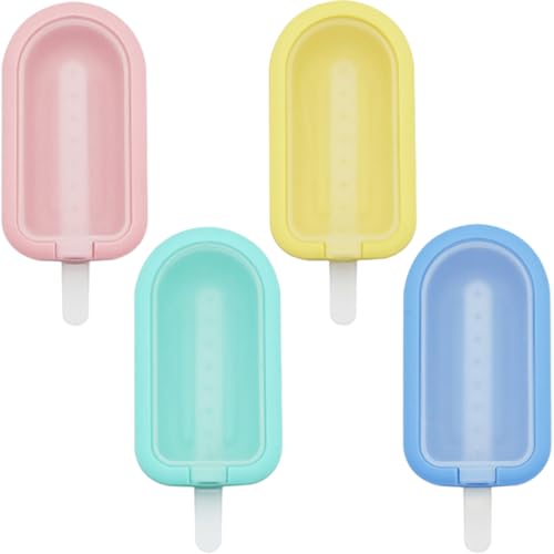 COYUN 4 Pièces Moules à Glaces en Silicone, Réutilisables en Silicone Ice Cream Moulds DIY Moule pour Popsicles, Sorbets Nourriture, pour la Crème Glacée DIY