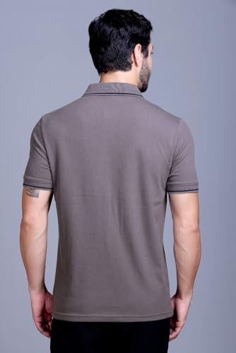 Image of SANE ORIGINALS Textured Polo T-Shirt for Men in Vertical Stripes || Old Money Polos for Men