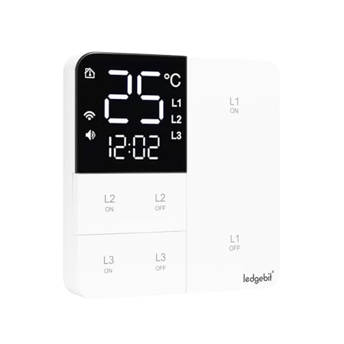 Image of Ledgebit Smart Zigbee Touch Light Switch with Timer & Temperature Display - Alexa & Smart Life Compatible | Zigbee Bridge-Hub Required | Glass Panel