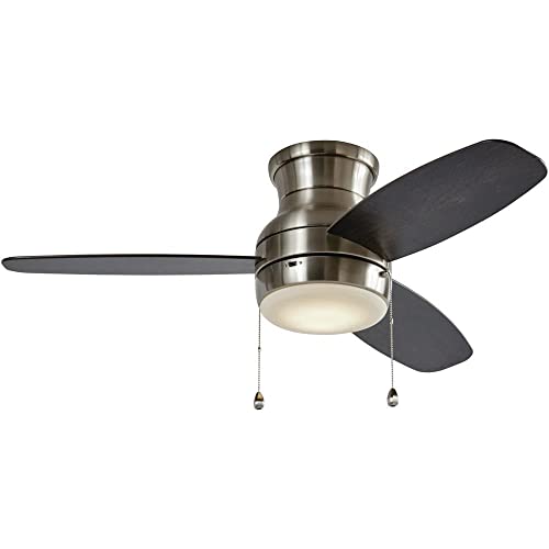 Image of Ashby Park 44 in. White Color Changing Integrated LED Brushed Nickel Ceiling Fan with Light Kit and 3 Reversible Blades