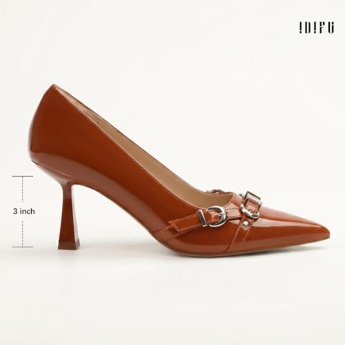 Image of IDIFU Kitten Heels Pumps Closed Pointed Toe Dress Shoes for Women