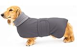 Geyecete -Gemütlich Polarfleece Winter hundemantel fur Dackel,Miniatur Dackel fleece hundepullover,Hoher Kragen warmes Hundeveste mit geschirr öffnung,Einstellbar kleine Hundejacke-Grau-S