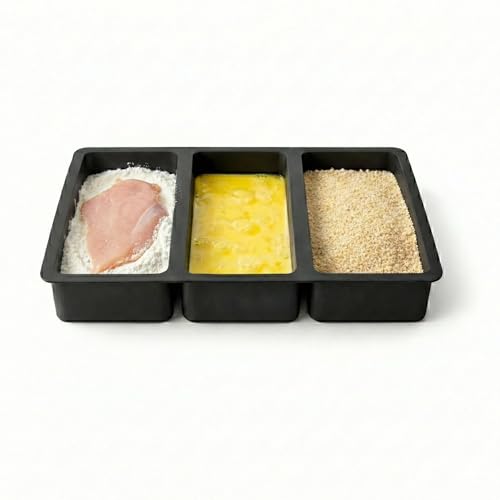 Sweet Jojo Designs Breading Trays Set of 3 Sections Silicone Cookware & Breading Station Dredging Pans for Chicken Breader Marinating Meat Fish & Food Prep Trays Unique Kitchen Gadgets & Supplies