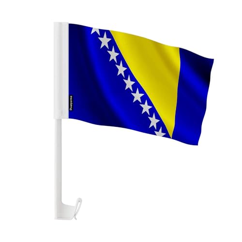 Drapeau voiture Bosnie-Herzégovine en polyester 30x45cm pour cortège et défilé - Lot de 50
