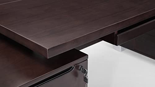 Zuri Furniture Ford Executive Modern Desk With Filing Cabinets - Dark Wood Finish #TOP5