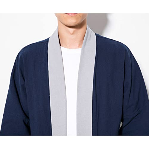 HZCX FASHION Men Kimono Coat Open Front Hanfu Embroidery Robe Long Cardigan Tops4
