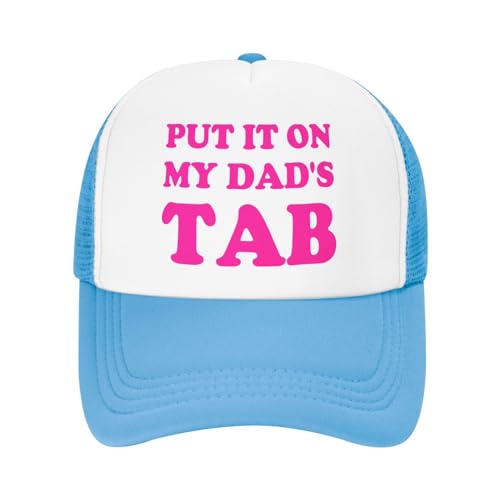 Kids Hat Hot Pink Put It On My Dad's Tab-Funny Hat Vintage Baseball Caps Party Hats, Sky Blue 2