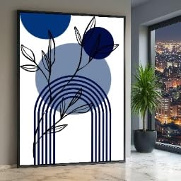 Toile abstraite arche bleue design géométrique moderne 80x110cm