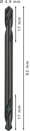 Bosch 10x PRO Metal HSS-G Spiralbohrer mit Doppelklinge (für Nichteisenmetalle, Stahl, Ø 4,90 mm, Professional Zubehör Bohrmaschine/Schrauber)