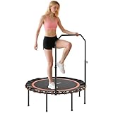 SPORTNOW Fitness Trampolin Ø114 cm klappbar Mini Trampoline mit 5 verstellbaren Handgriffstufen, leise Gummiseil, Trampolin für Erwachsene Trampoline für Indoor Outdoor Jumping
