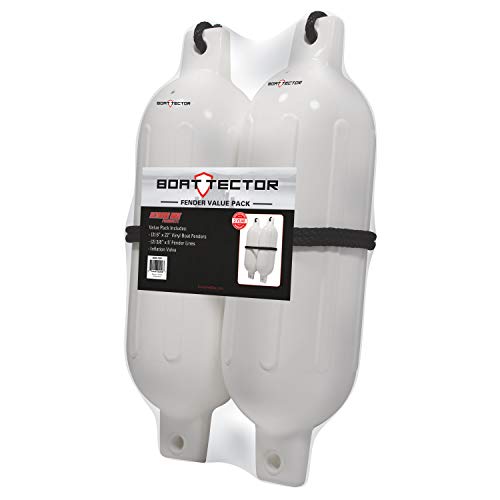 Image of Extreme Max 3006.7201 BoatTector Fender Value 2-Pack, 6 inch x 22 inch - White