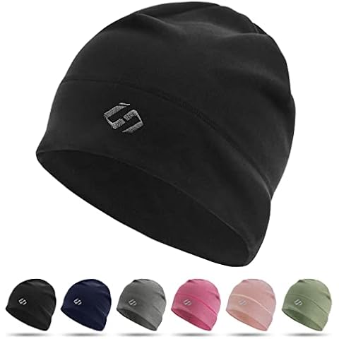 HASAGEI Running Beanie Thermal Running Hat Men Skull Cap Running Cap Cycling Hat Under Helmet Cap Sports Hat Black Cover