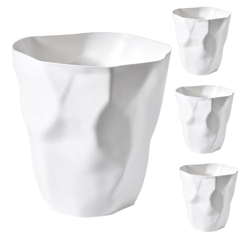 Poubelle bureau enfant foot et chambre design plissé blanc lot de 4