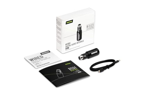 Shure シュア オーディオインターフェース MVX2U（第二世代）ヘッドホン出力付きXLR-USB変換アダプター USB-C Mfi認証 iPhone iPad Mac Windows iOS Android DSP オートレベルモード リアルタイムデノイザー 60dBゲイン 48Vファンタム電源【国内正規品/メーカー2年保証】