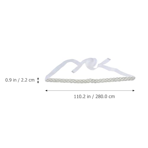 EXCEART White Bridal Rhinestone Crystal Belt - Sash with Rhinestones White Bridal Rhinestone Crystal Wedding Dress Belt with Satin Ribbon for Bride Woman Lady Accessories2