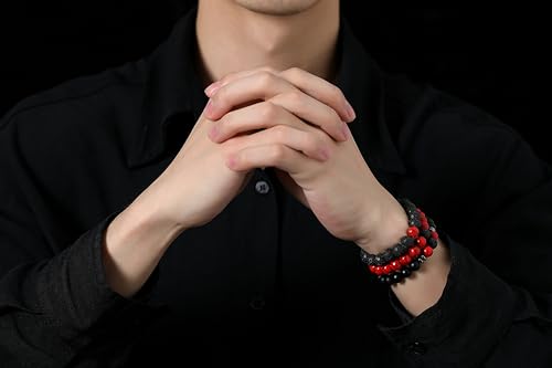 Mens Bead Bracelet Natural 8MM Tiger Eye Lava Stone Beaded Bracelets Premium Elastic Rope For Men Jewelry Accessories Fashion Gifts3