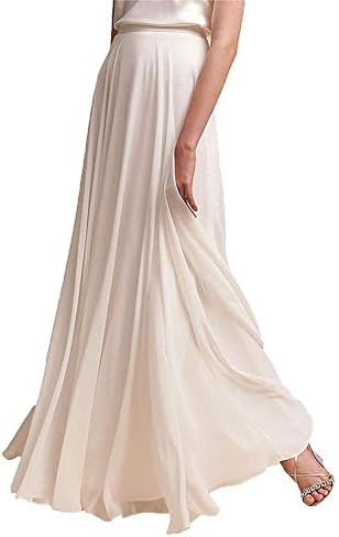 Long Maxi Floor Lengh Chiffon Skirt Elastic High Waist Bridesmaid...