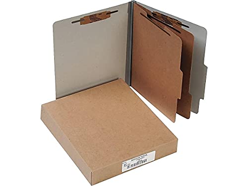 Acco 15056 Pressboard 25-Pt Classification Folders, Letter, 6-Section, Mist Gray, 10/Box #TOP2