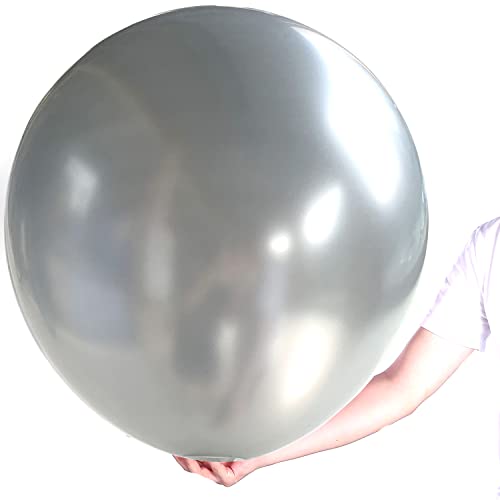 Image of Large Metallic Silver Balloons 36 Inches 4 Pack Giant Jumbo Big Round Chrome Balloon for Wedding Party Decoration (Silver)