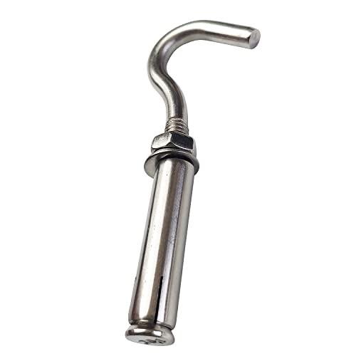 Image of Expansion Hook Anchor Bolt 10 Pack M8 304 Stainless Steel Concrete Wall Hook Heavy Duty Open Cup Hook Expansion Bolts for Concrete Wall