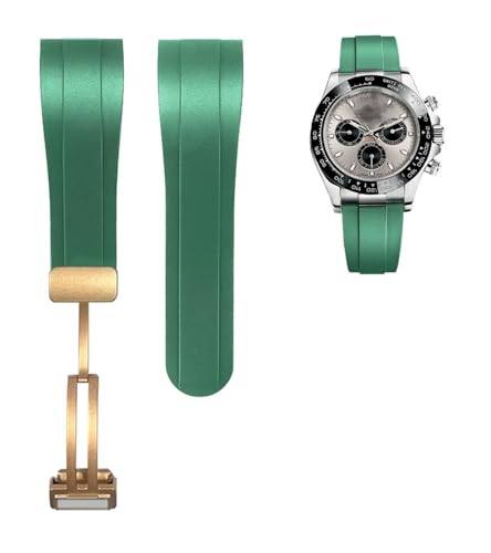 Bracelet de montre en caoutchouc 22mm incurvé sport vert pour montre Submariner