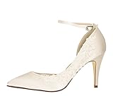 Floral-bestickter Brautschuh mit femininem Fersenriemchen