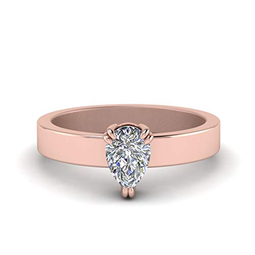 Bagues de fiançailles solitaires poire plaqué or rose, éclat haut de gamme taille 47-70