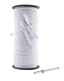 MJMP 1/4' 70 Yard White Baraded Elastic Cord/Elastic Band/Elastic Rope/White Heavy Stretch Knit Elastic Spool(White)/Bedspread Band (White, 70 Yard)