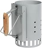 Arrancador de chimenea de carbón, encendedor portátil con mango de haya y entrada de aire para barbacoa, carbón, carbón y briquetas