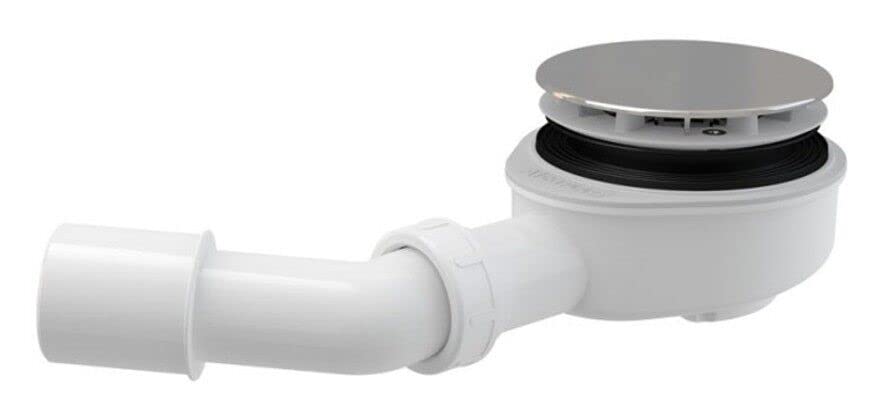 ECOLAM® Ablaufgarnitur für Duschwanne Dusche Siphon 90 mm Ablauf flach 65 mm Alcaplast A491CR