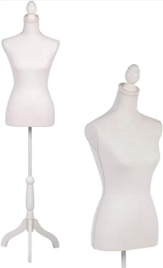 Dlewmsyic Forma de vestido femenino ajustable, torso de maniquí de 60 a 67 pulgadas en trípode de madera, maniquí de costura para exhibición de