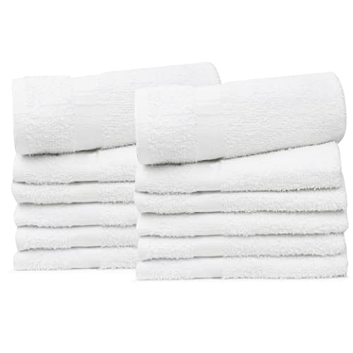Pearl Linens Cotton Bath Towel Set Of 12 For Bathroom, Small Bath Towels 24 X 48 In, Bulk Bath Towels Pack For Home, Hotel, Gym, Salon, Spa, Absorbent, Quick Drying, Lightweight, Soft, White #TOP6