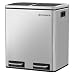 SONGMICS Dual Mülleimer 2 x 4 Gal (2 x 15L) Mülleimer Stahl Pedal Recycling Bin with Lid and Inner Buckets, for Small Kitens, Fingerprint-Proof, Soft Closure, Airtight, Silver ULTB30H