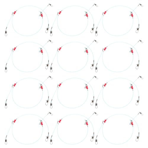 12 unidades de línea de nylon para pesca con ganchos y anillas de acero inoxidable miniatura 1