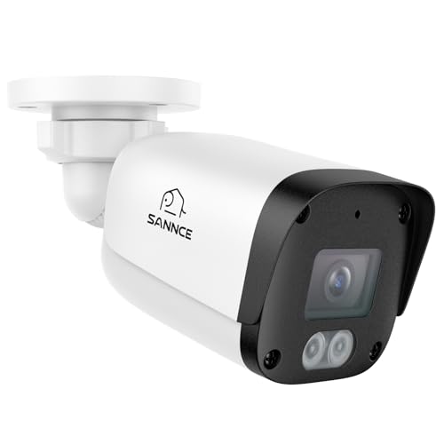 SANNCE 5MP POE Bullet Camera with Audio, Outdoor Security Camera, Human/Vehicle Detection, 30m Night Vision, 2.8mm Wide Angle, IP67 Weatherproof, No Power Adapter