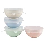 RRROOPP 24 OZ Cereal Bowls Set with Lids, 4 Set Reusable Wheat Straw Bowl for Serving Soup, Oatmeal, Pasta and Salad, Unbreakable Lightweight Kitchen Bowls, Microwave Dishwasher Safe BPA Free