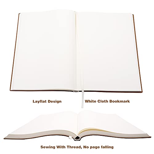 Caderno grande e grosso, papéis em branco, A4 21 x 29 cm, 416 páginas, capa de couro sintético macio