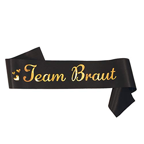 Oblique Unique® Braut Team Braut Schärpe JGA Junggesellinnenabschied Hochzeit Hen Party - wählbar (Team Schwarz)