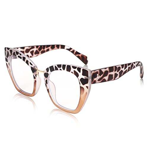 Image of FEISEDY Oversized Blue Light Blocking Glasses Retro Cateye Computer Glasses for Women B4107