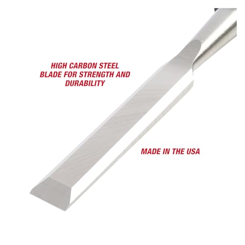 Image of GreatNeck 5 /8 in Wood Chisel for Carpentry and Joinery, 5 Inch Blade, High Carbon Steel, Steel Cap Acetate Handle, Made in USA Woodworking Tools