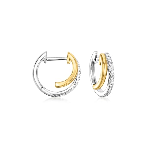 Ross-Simons 0.10 ct. t.w. Diamond Double-Hoop Earrings in 2-Tone Sterling Silver