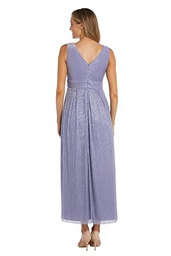 Image of R&M Richards Women's Sleeveless Maxi Dress - V-Neck Pleated Long Formal Gown W /Rhinestone Trim - Party & Cocktail Attire