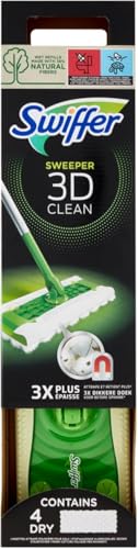 Swiffer Balai Attrape-Poussière 3D Clean Kit de Démarrage (1 Balai + 4 Lingettes Sèches + 2...